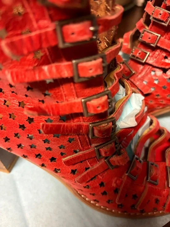 Jeffrey Campbell Red Star-Cutout Strappy Block Heel Boots - Picture 3 of 11